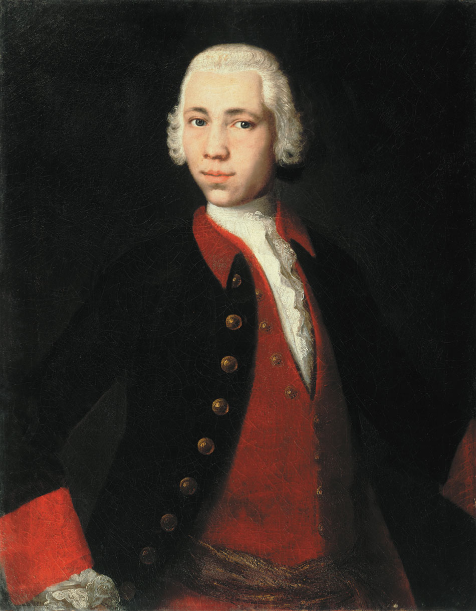 Мина Лукич Колокольников. "Портрет молодого человека в красном камзоле". 1752.