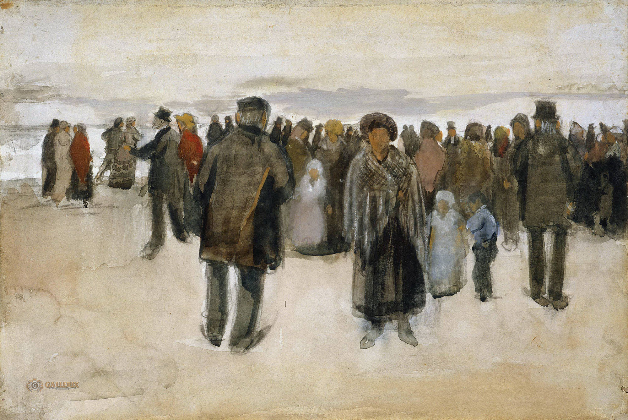 Винсент Ван Гог. "Люди, прогуливающиеся по пляжу". 1882. Музей искусств, Балтимор.