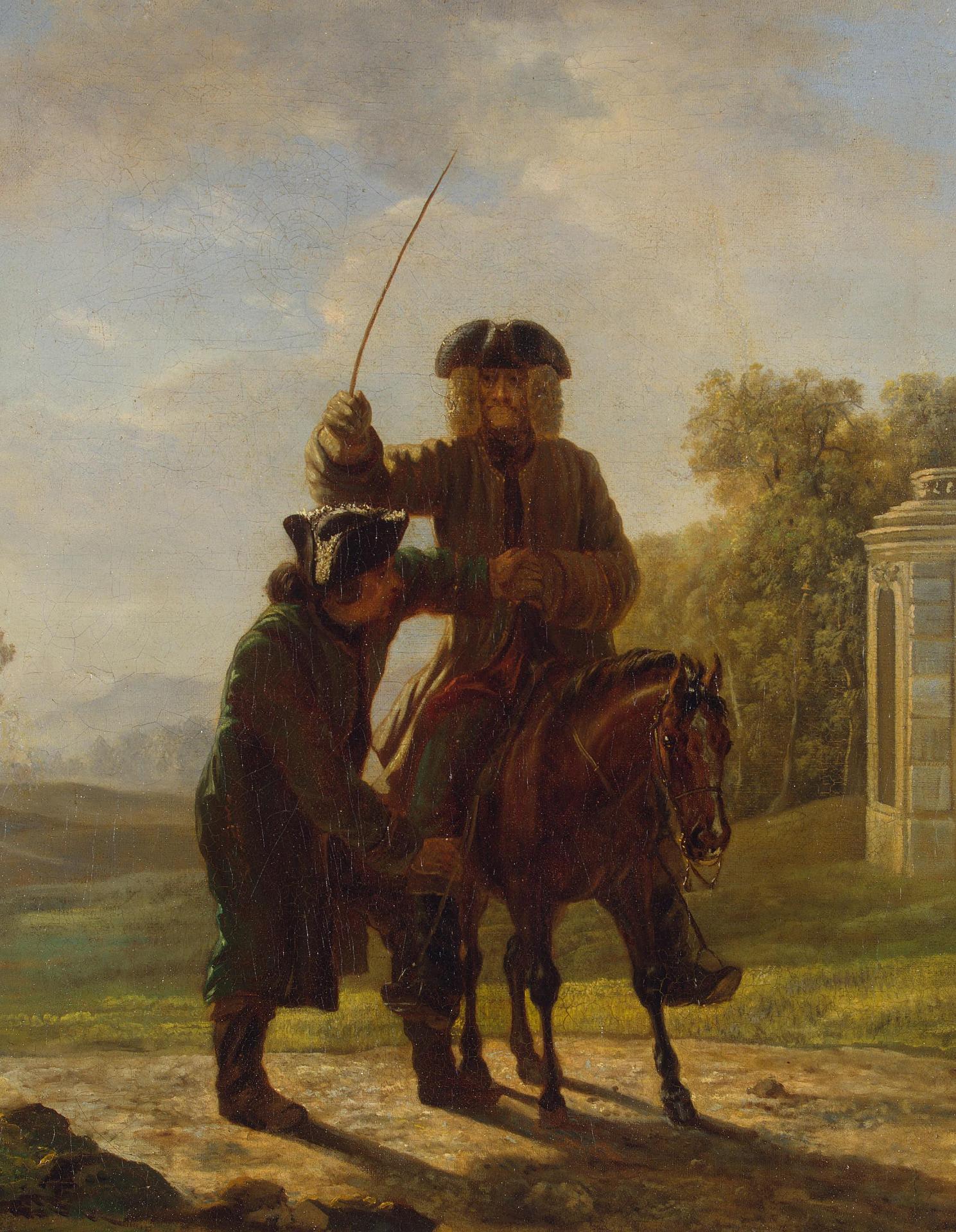 Жан Гюбер. "Вольтер на верховой прогулке". Между 1750-1775.
