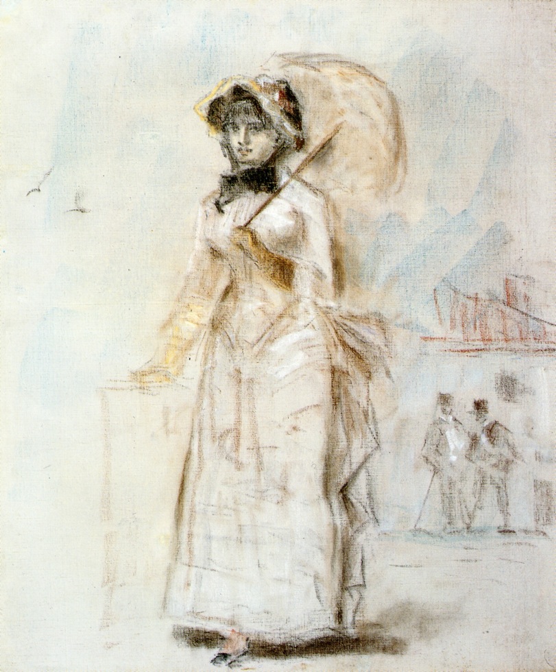 Эдуард Мане. "Молодая женщина на прогулке с раскрытым зонтиком". 1880. Частная коллекция.