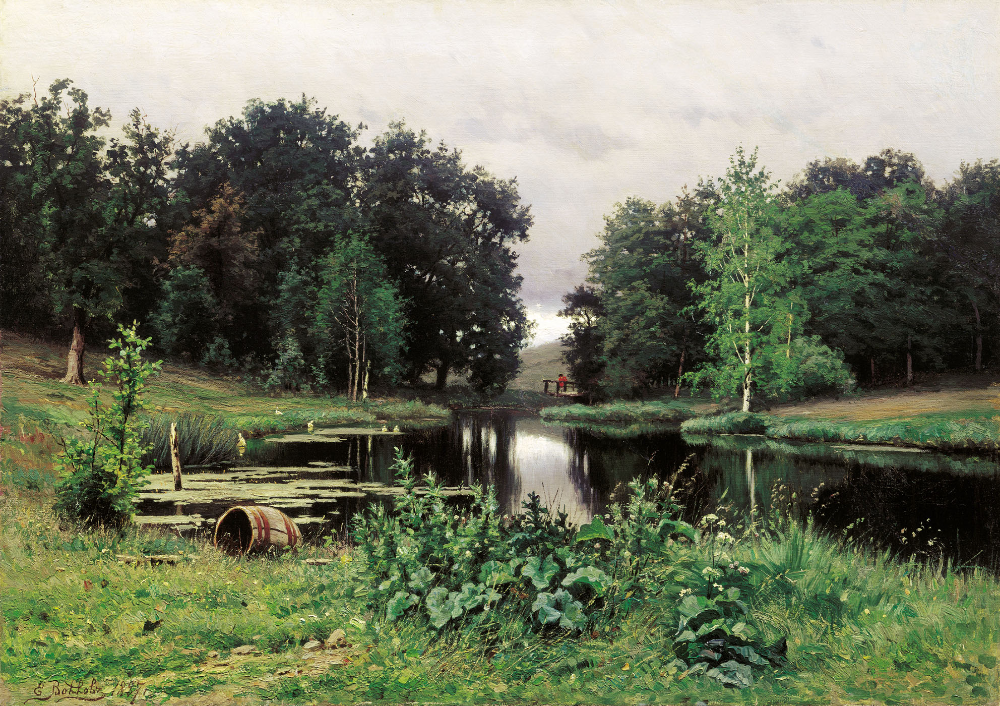 Ефим Волков. Пейзаж с прудом. 1887.