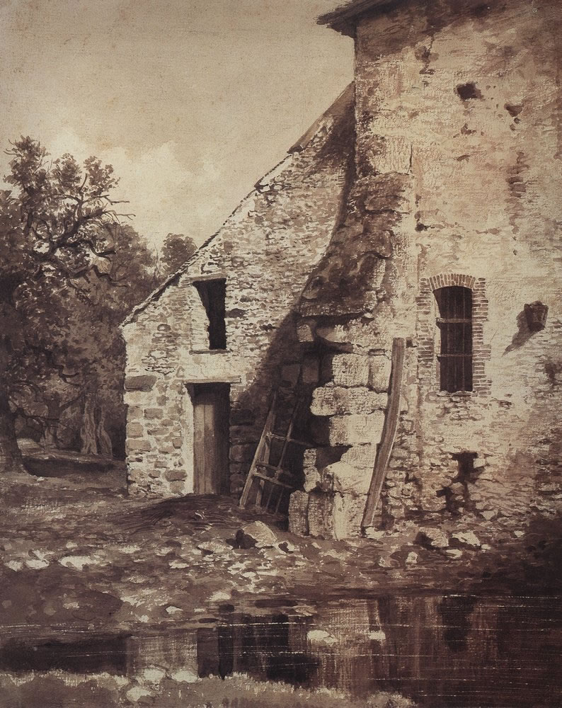 Иван Шишкин. Старый дом на берегу пруда. 1860-е.