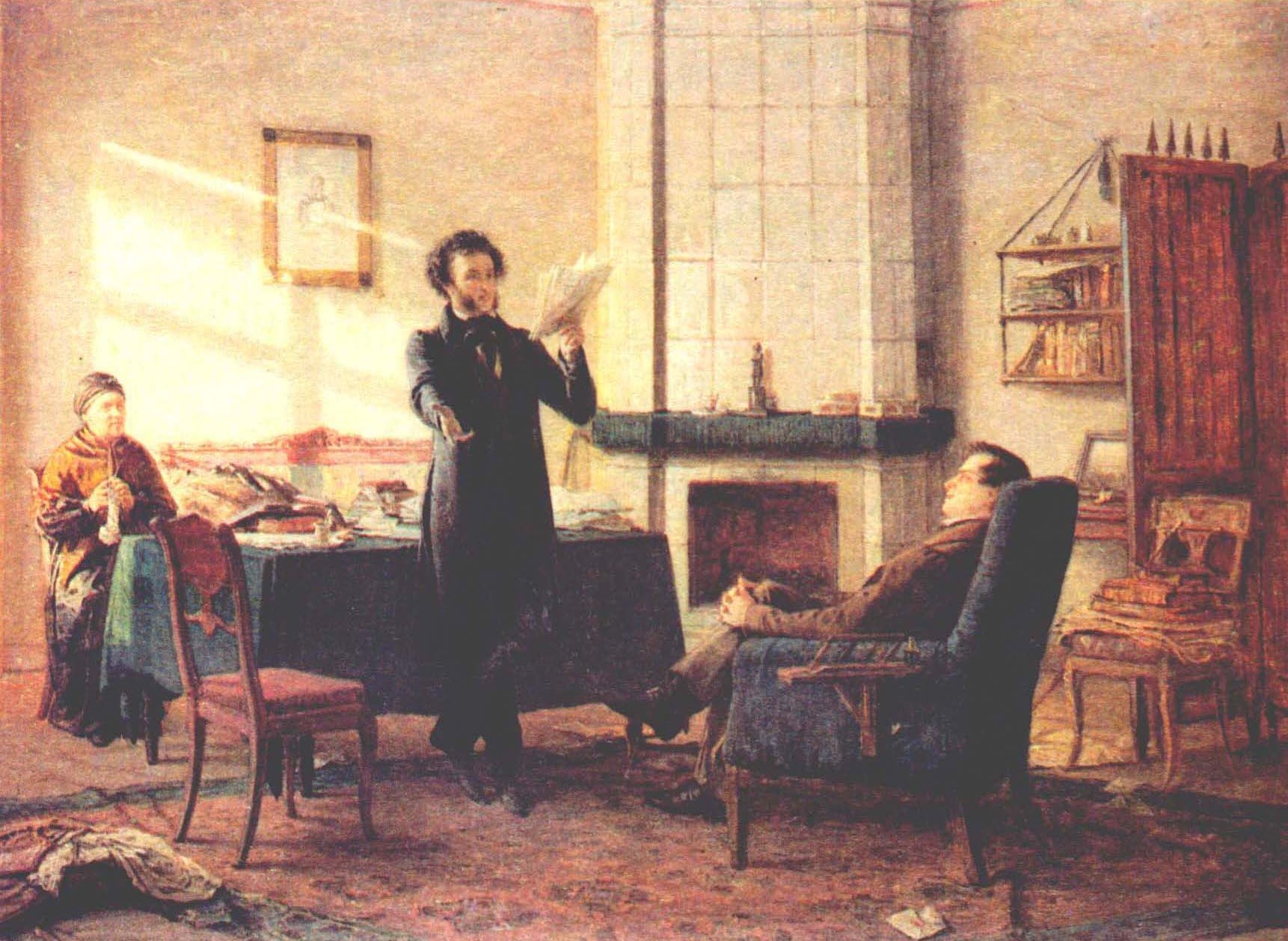 Николай Николаевич Ге. "Пушкин и Пущин в Михайловском". 1875.