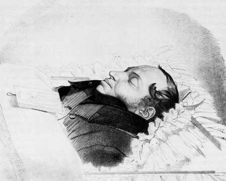 Фёдор Антонович Бпуни. "Пушкин (в гробу)". 1837.