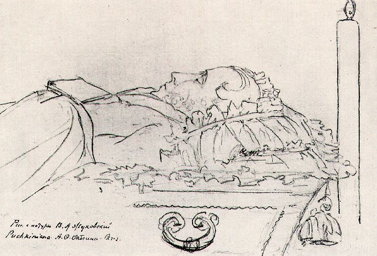 Василий Андреевич Жуковский. "Пушкин в гробу 30 января 1837 года".