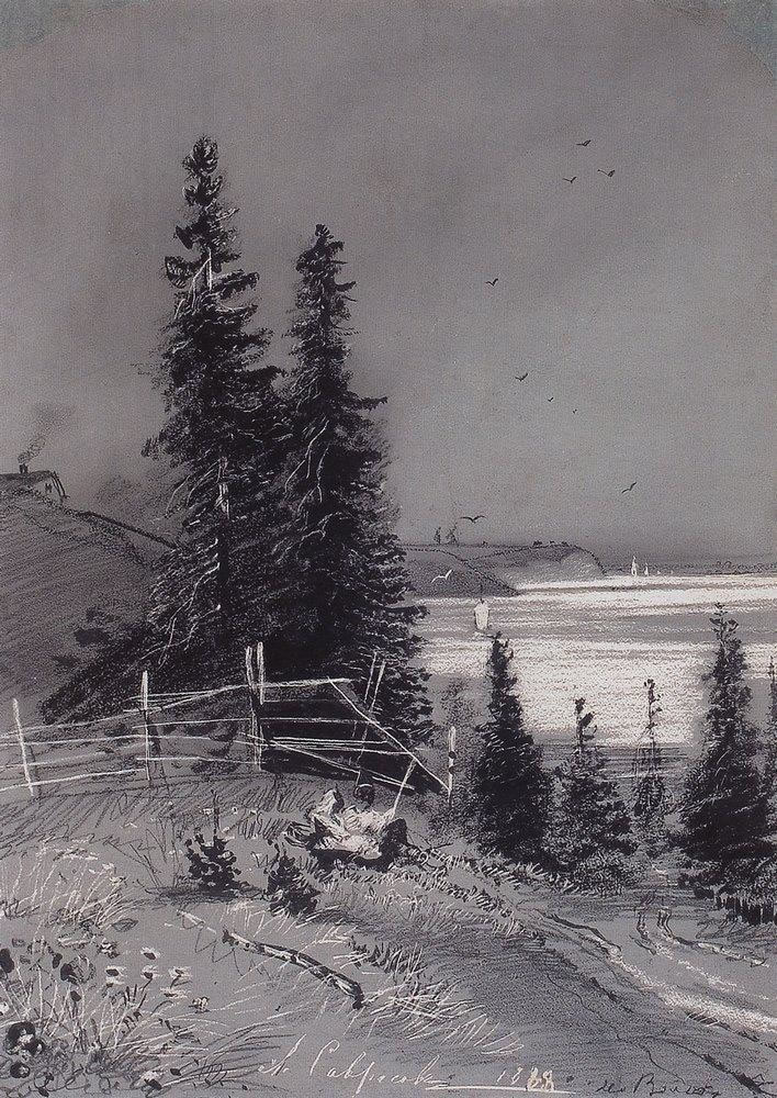 Алексей Кондратьевич Саврасов. "Спуск к реке". 1868.