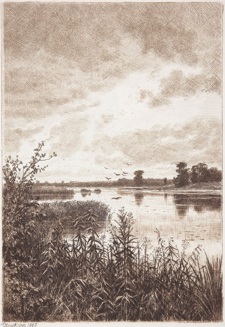 Иван Иванович Шишкин. "На реке после дождя". 1887.