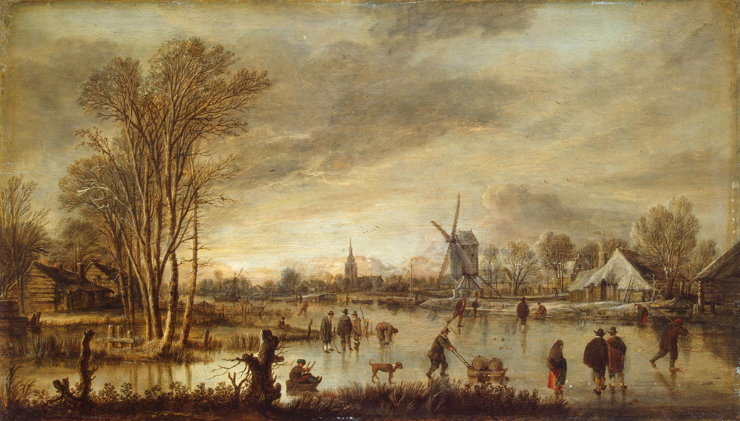 Арт ван дер Нер. "Зимний вид на реке". Около 1645. Эрмитаж, Санкт-Петербург.