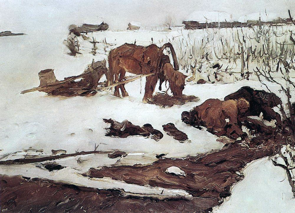 Валентин Александрович Серов. "Полоскание белья (На речке)". 1901.