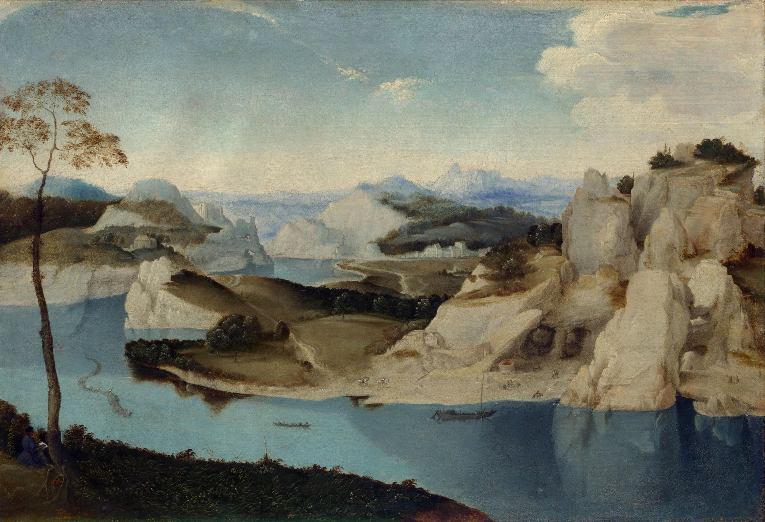 Неизвестный художник. Стиль Питера Брейгеля Старшего. "Река среди гор". Около 1600.