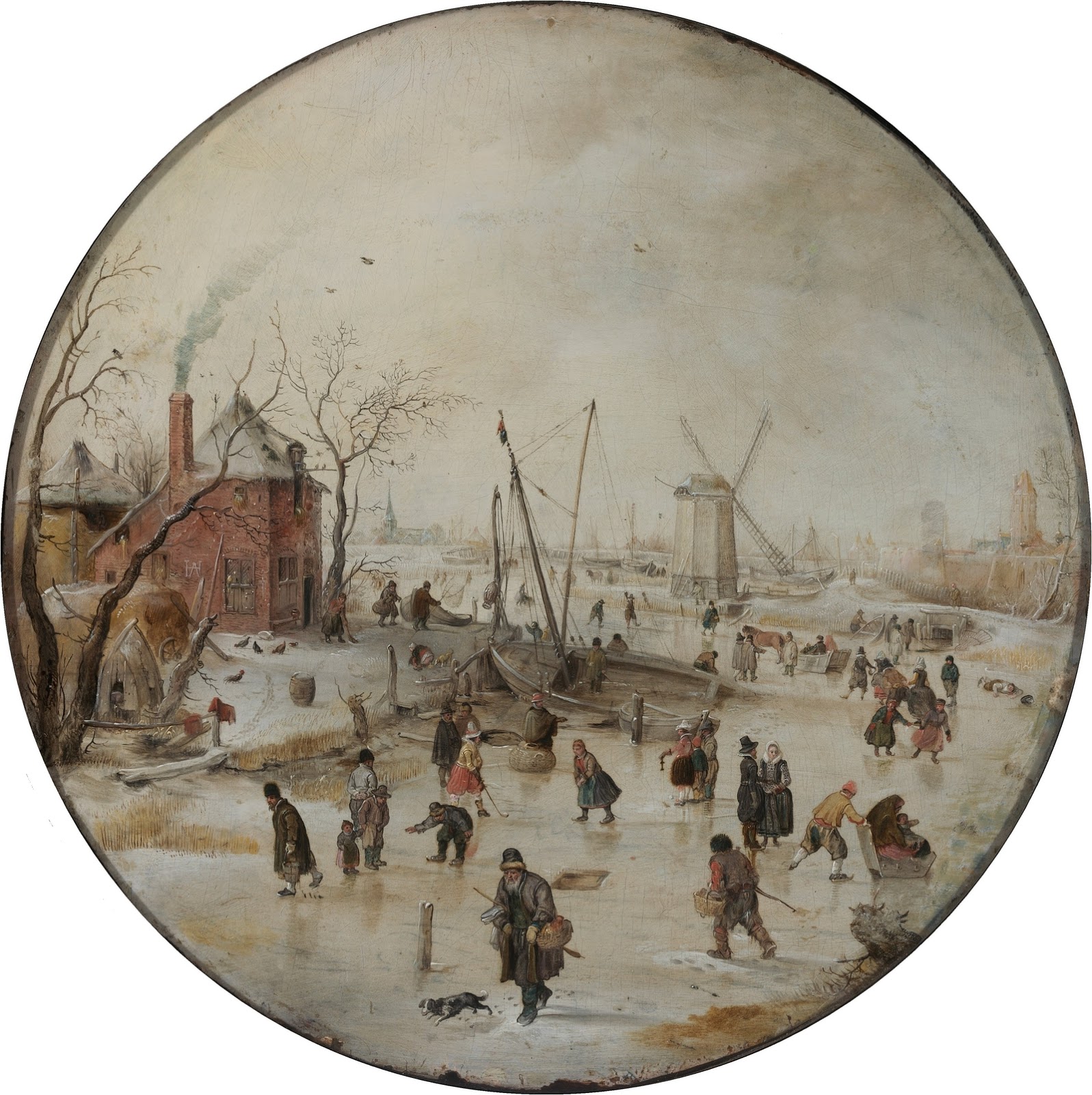 Хендрик ван Аверкамп. "замёрзшая река с конькобежцами". 1620-е. Музей изобразительных искусств, Будапешт.