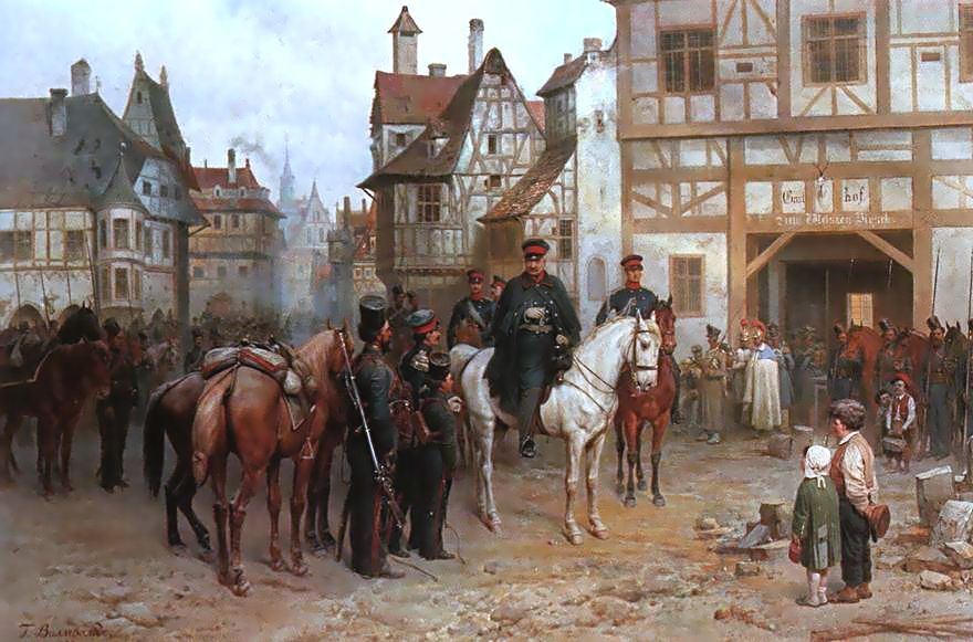 Б. Виллевальде. Блюхер и казаки в Бауцене. 1885.