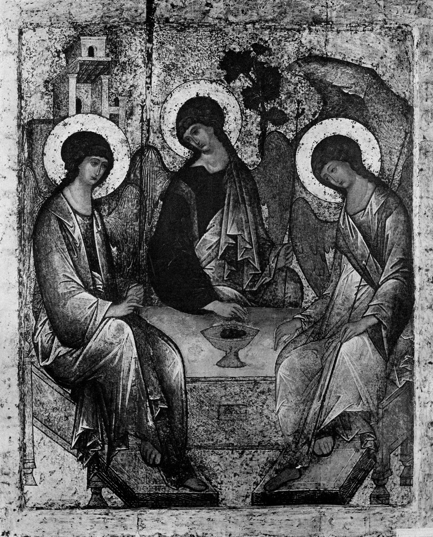 Фотография "Троицы" после поновления Гурьянова, под сплошной гурьяновской записью. 1905-1919.