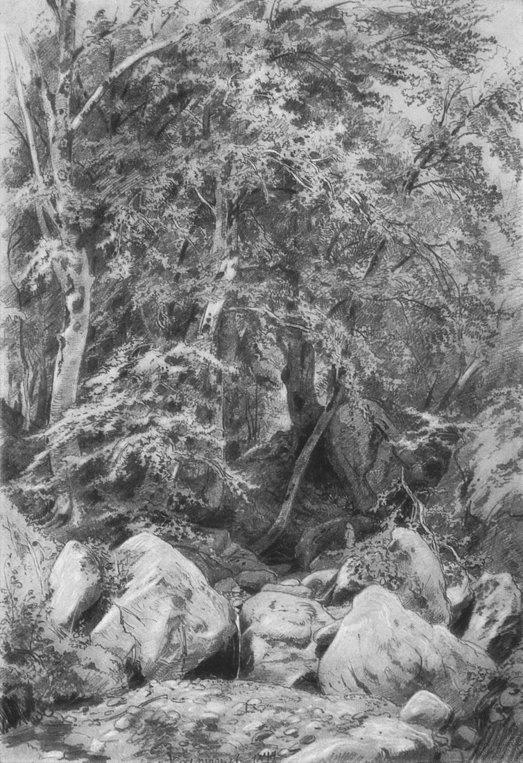 Иван Шишкин. Деревья у ручья на горе Кастель. 1879.