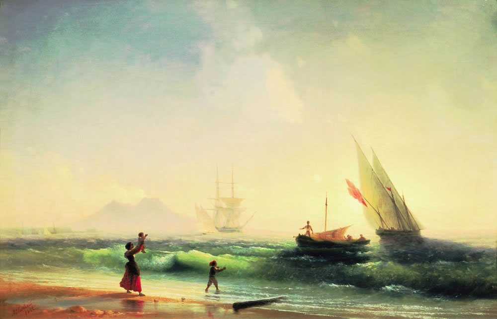 Иван Айвазовский. Встреча рыбаков на берегу Неаполитанского залива. 1842.