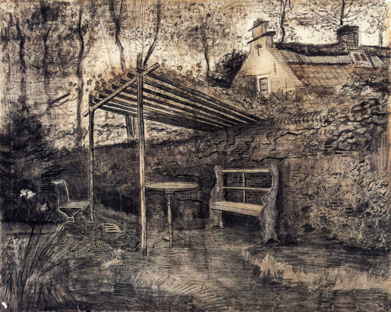 Винсент Ван Гог. "Сад дома священника с беседкой". 1881.