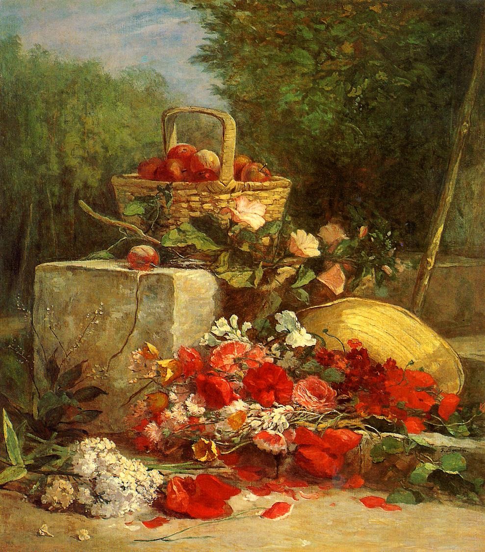 Эжен Буден. "Цветы и фрукты в саду".