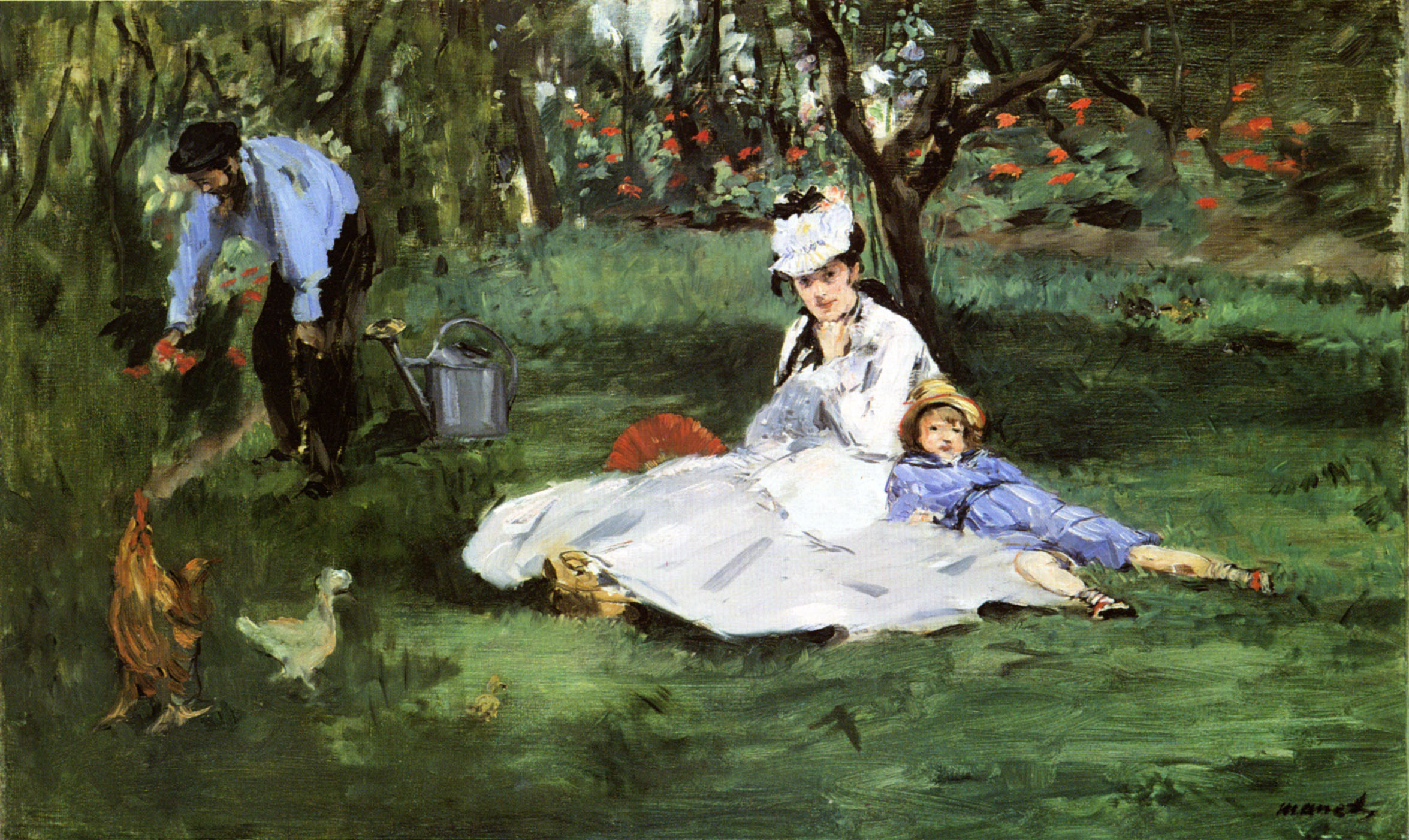 Эдуард Мане. "Семья Моне в саду". 1874.