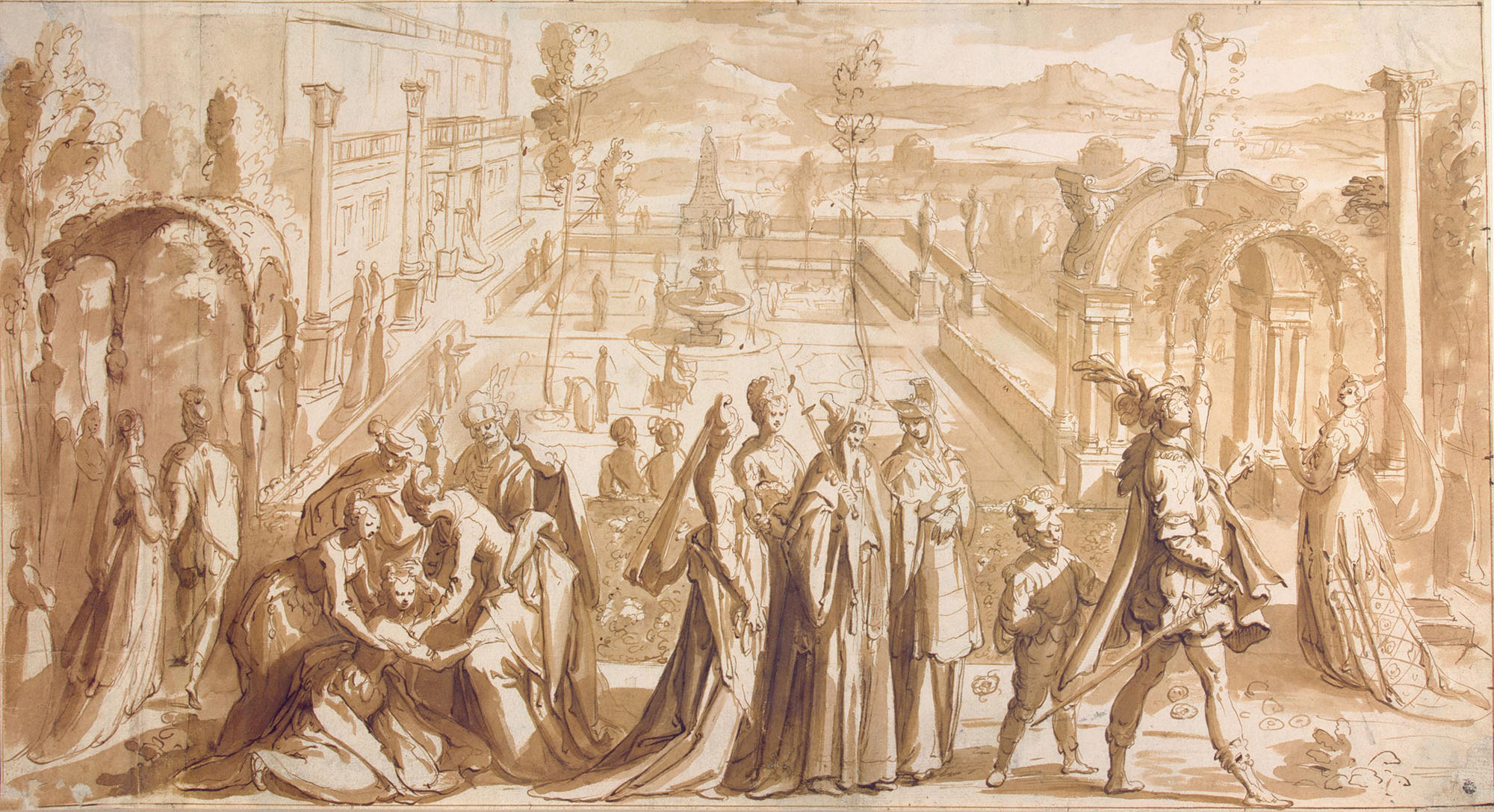 Карел ван Мандер I. "Куртуазная сцена в дворцовом саду". Около 1600.