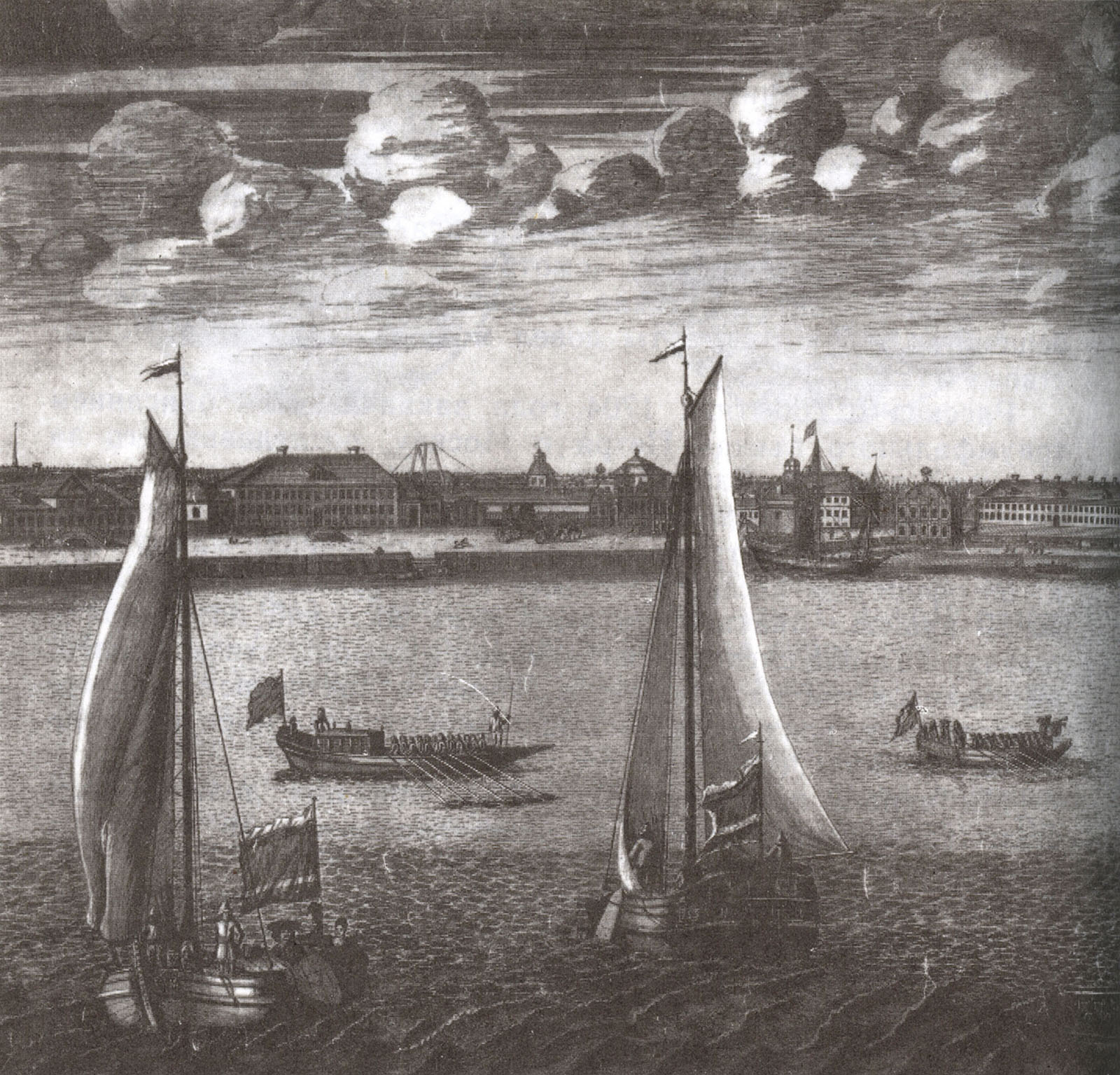 А. Зубов. Панорама Петербурга. Лист из серии. 1716.