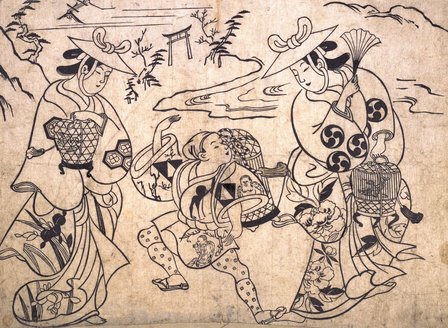 Окумура Масанобу. Сцена из драмы. 1700-1703.