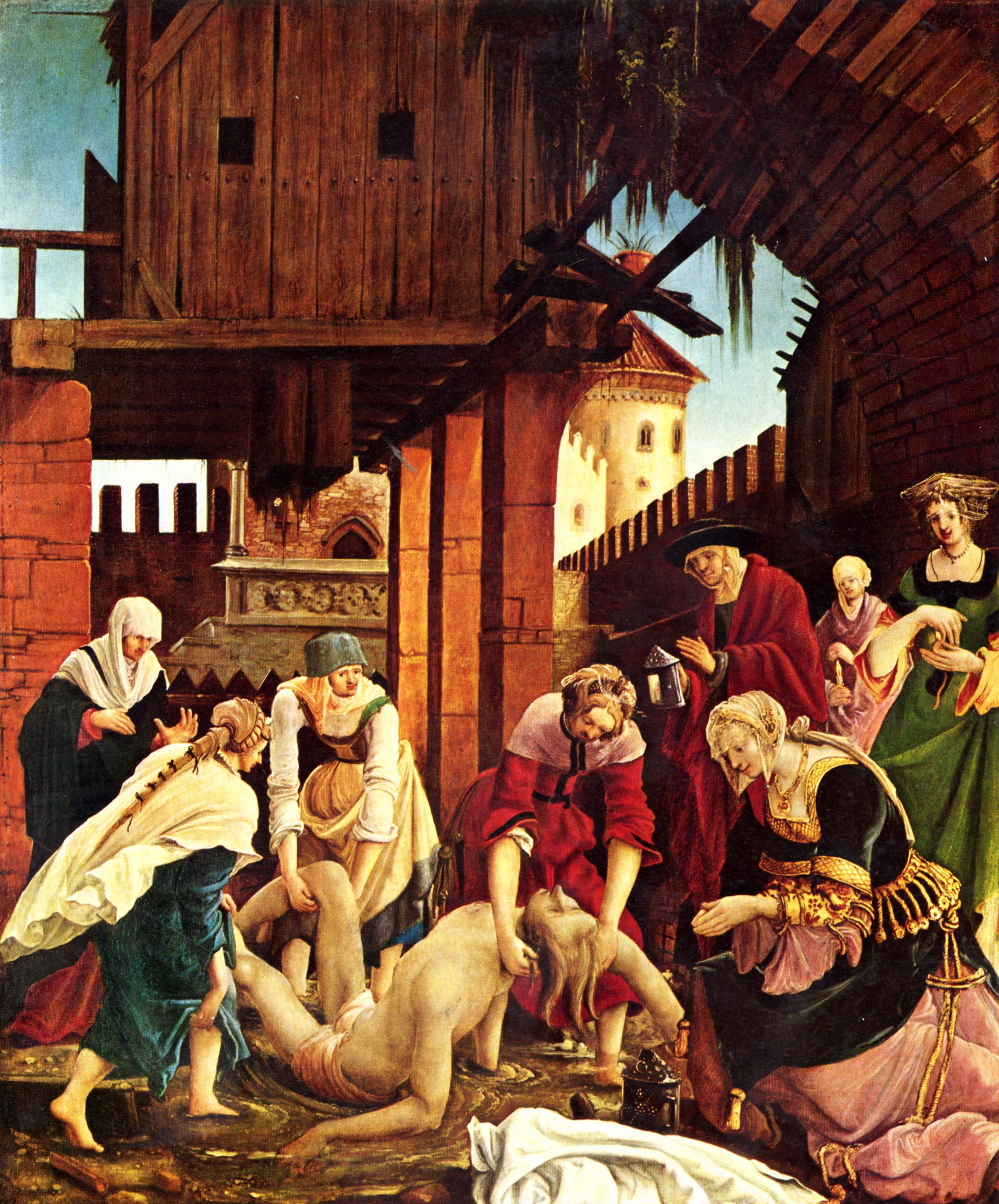 Альбрехт Альтдорфер. Алтарь св. Себастьяна монастыря св. Флориана. Сцена погребения тела св. Себастьяна. Около 1509-1516.