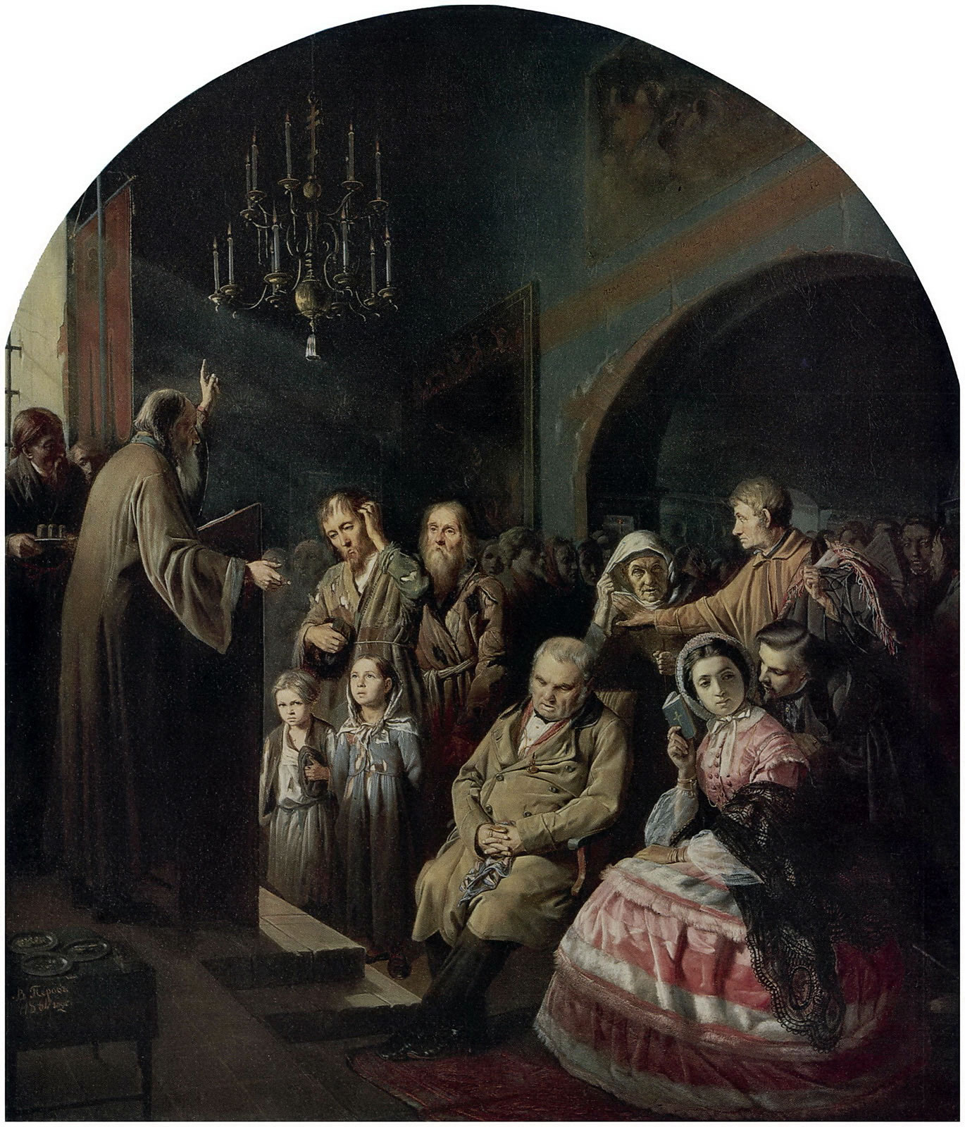 Василий Перов. Проповедь в селе. 1861.