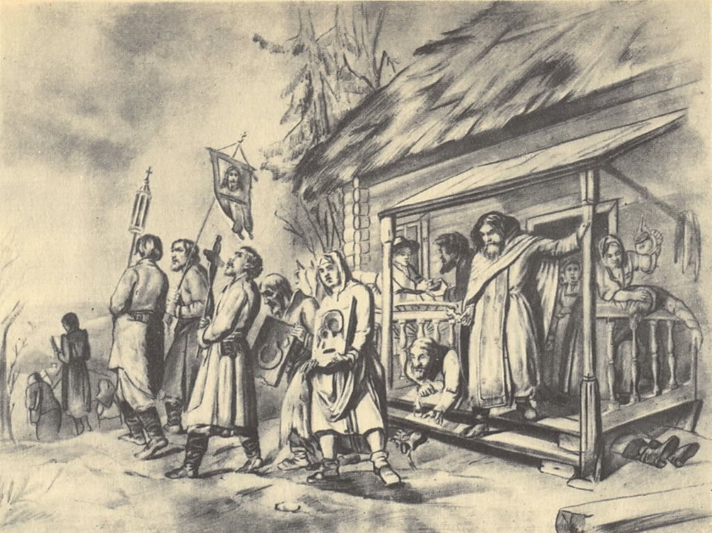 Василий Перов. Сельский крестный ход на Пасхе. Эскиз картины. 1860.