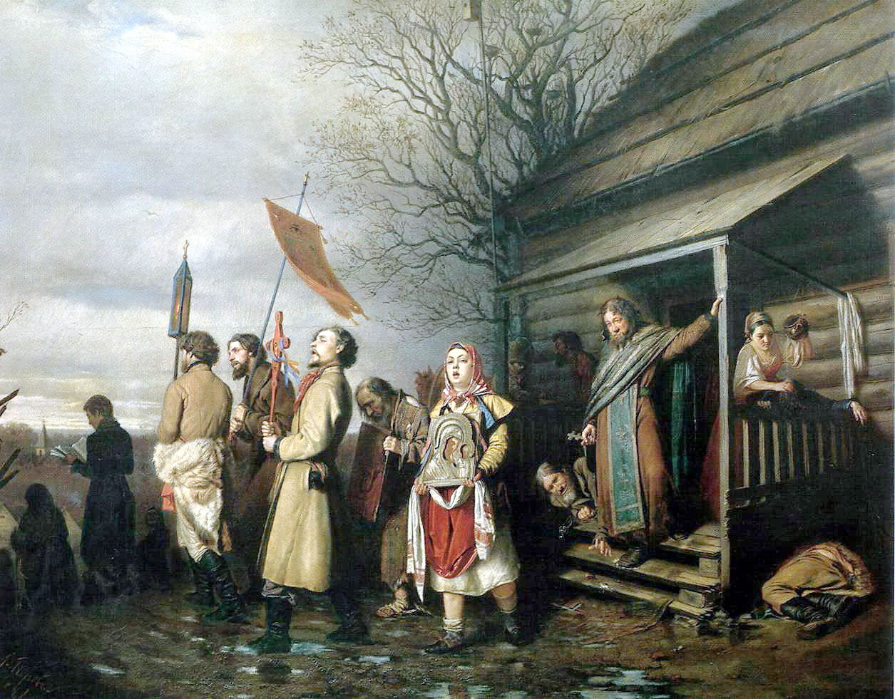 Василий Перов. Сельский крестный ход на Пасхе. 1861.