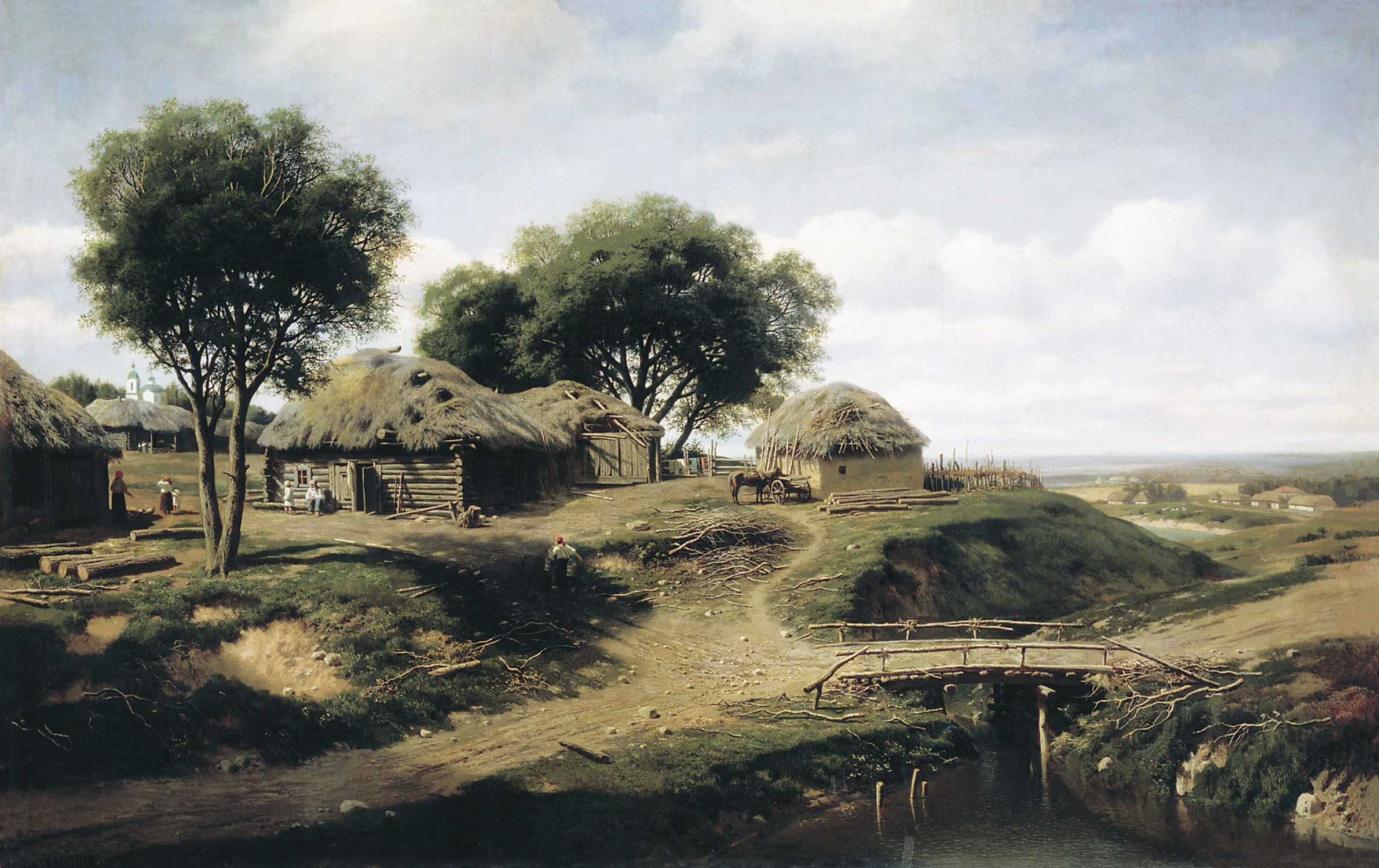 Михаил Клодт. Село в Орловской губернии. 1864.