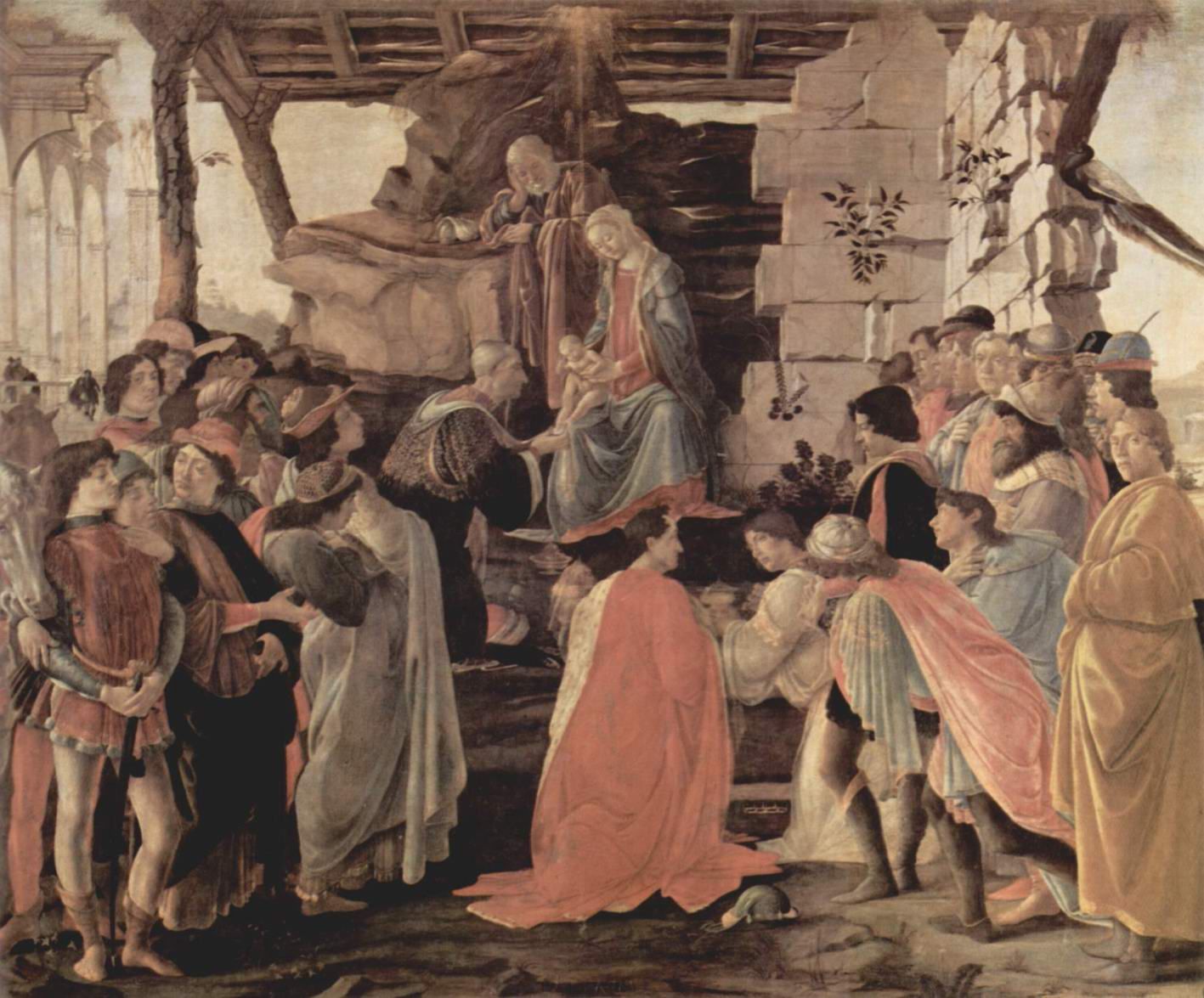 Сандро Ботичелли. Алтарь Заноби. Поклонение волхвов с изображением членов семьи Медичи.