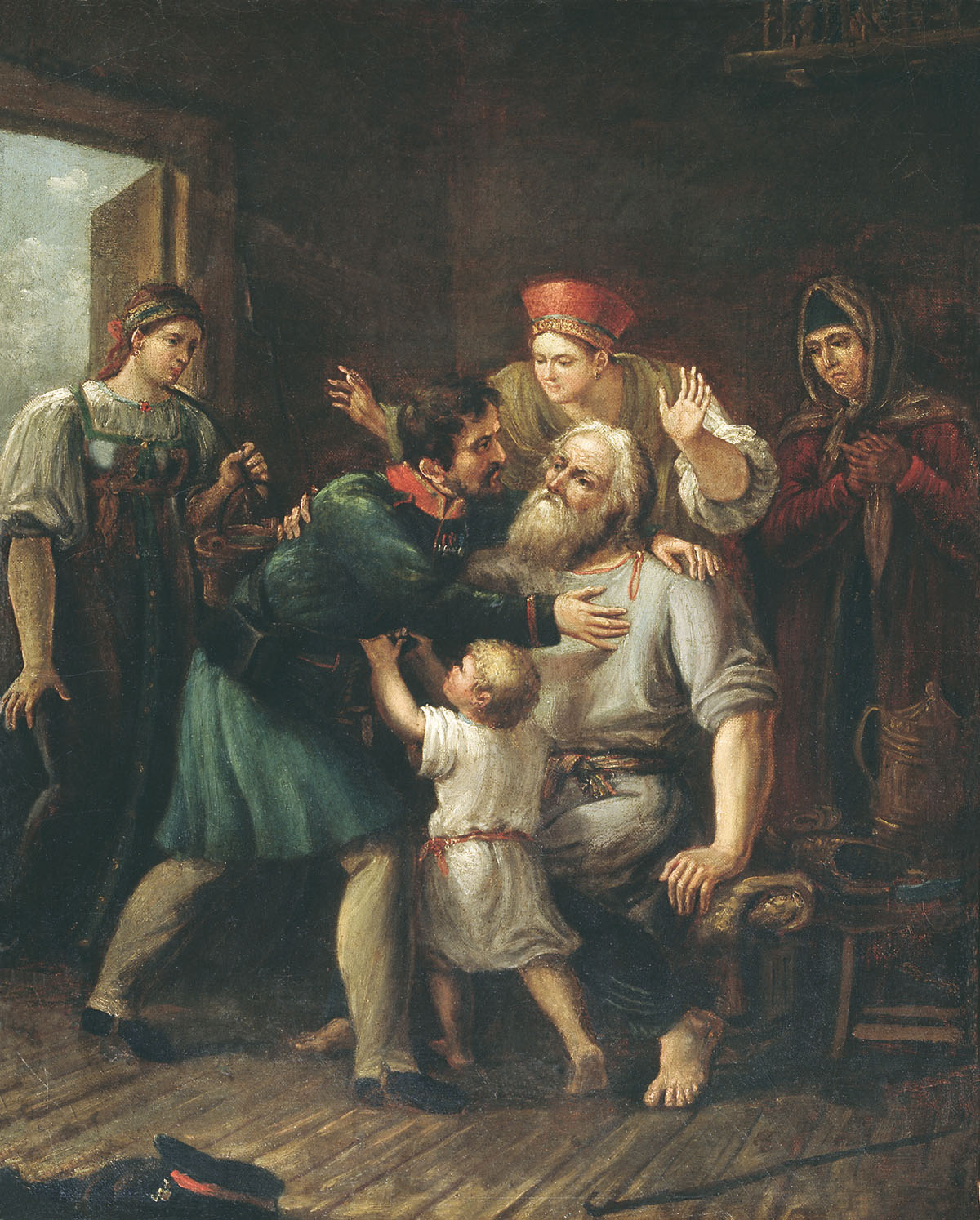 Иван Лучанинов. Возвращение ратника в свое семейство. 1815.