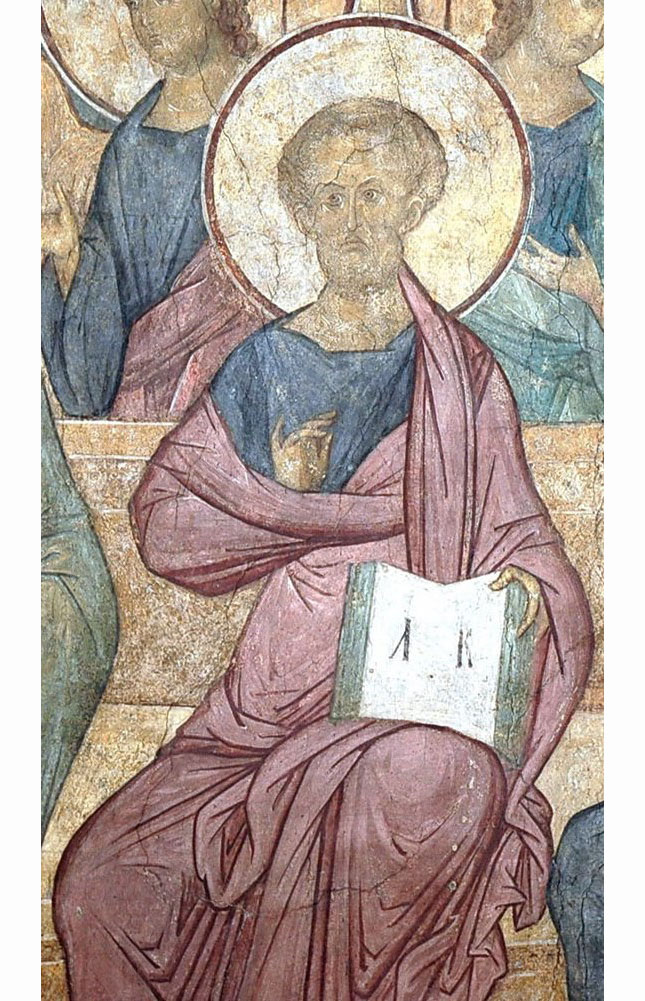 Андрей Рублёв. "Апостол Лука". 1408. Успенский собор, Владимир.