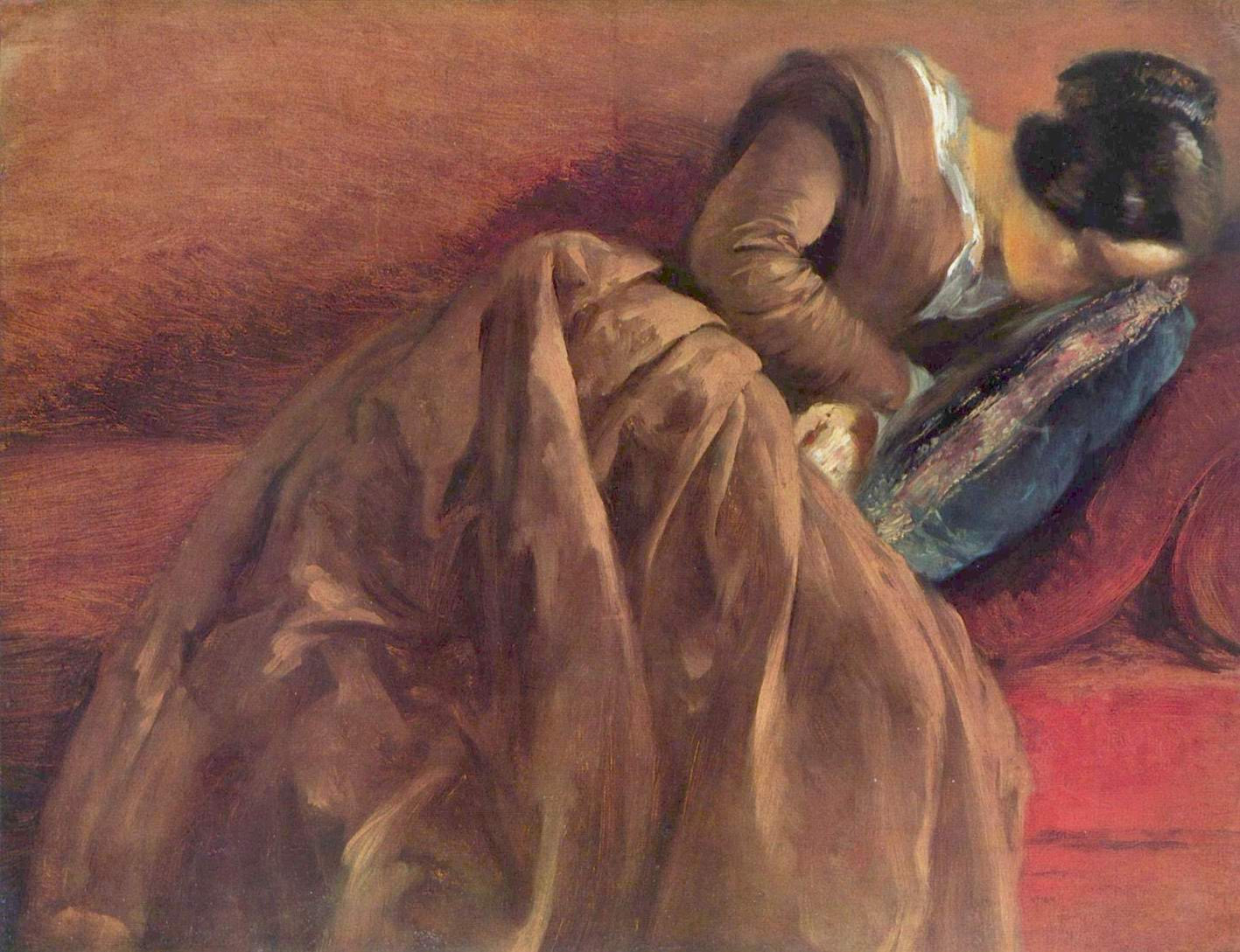 Адольф фон Менцель. Спящая сестра художника.