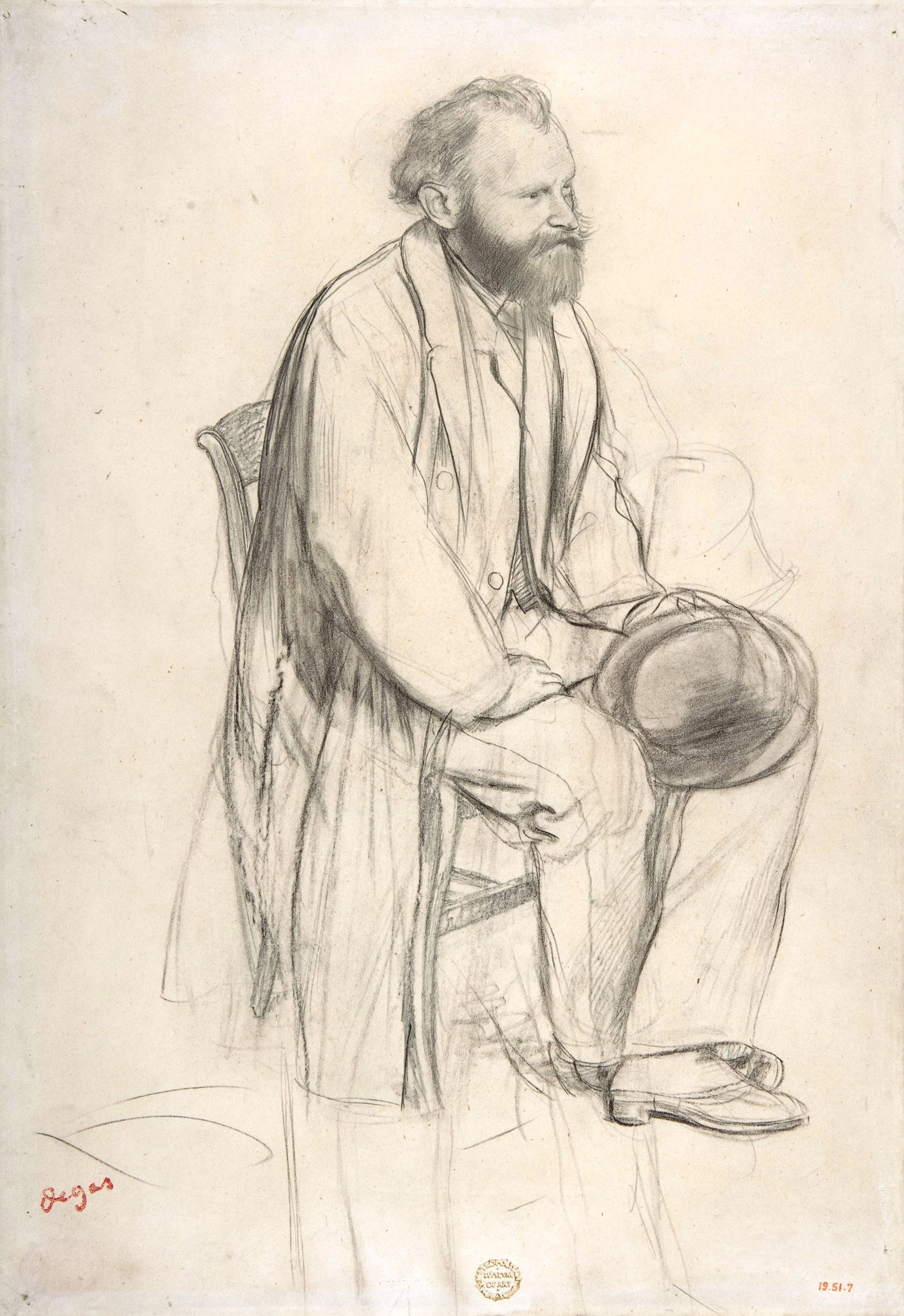 Эдгар Дега. Эдуард Мане, сидящий с шляпой в руках. Около 1865.