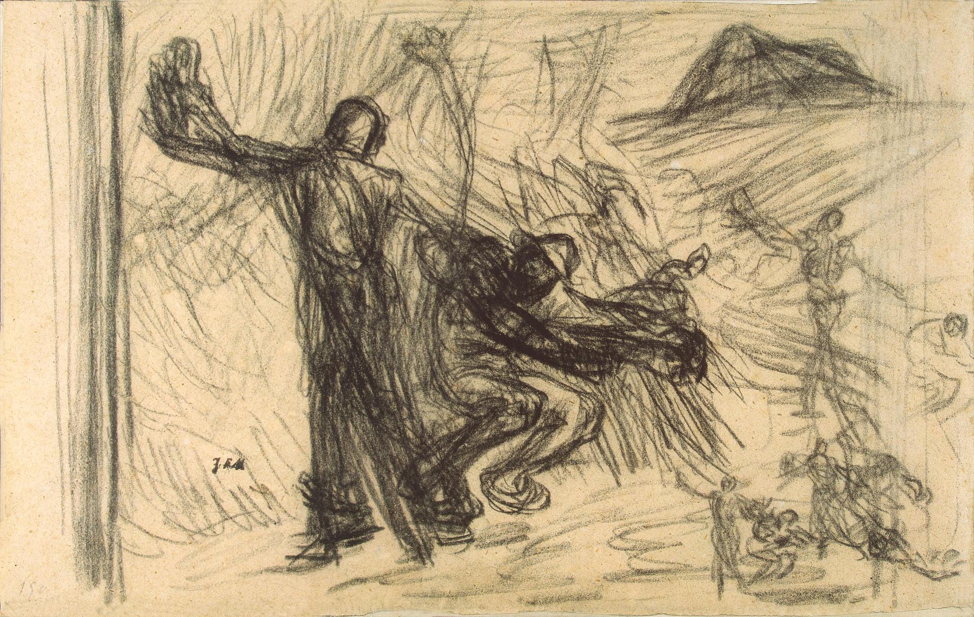 Жан-Франсуа Милле. "Смерть и дровосек". Около 1858-1859. Эрмитаж, Санкт-Петербург.