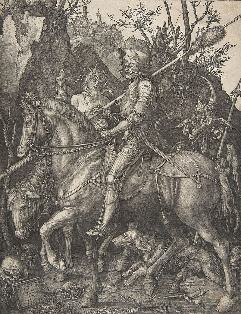 Альбрехт Дюрер. "Рыцарь, смерть и дьявол". 1513.