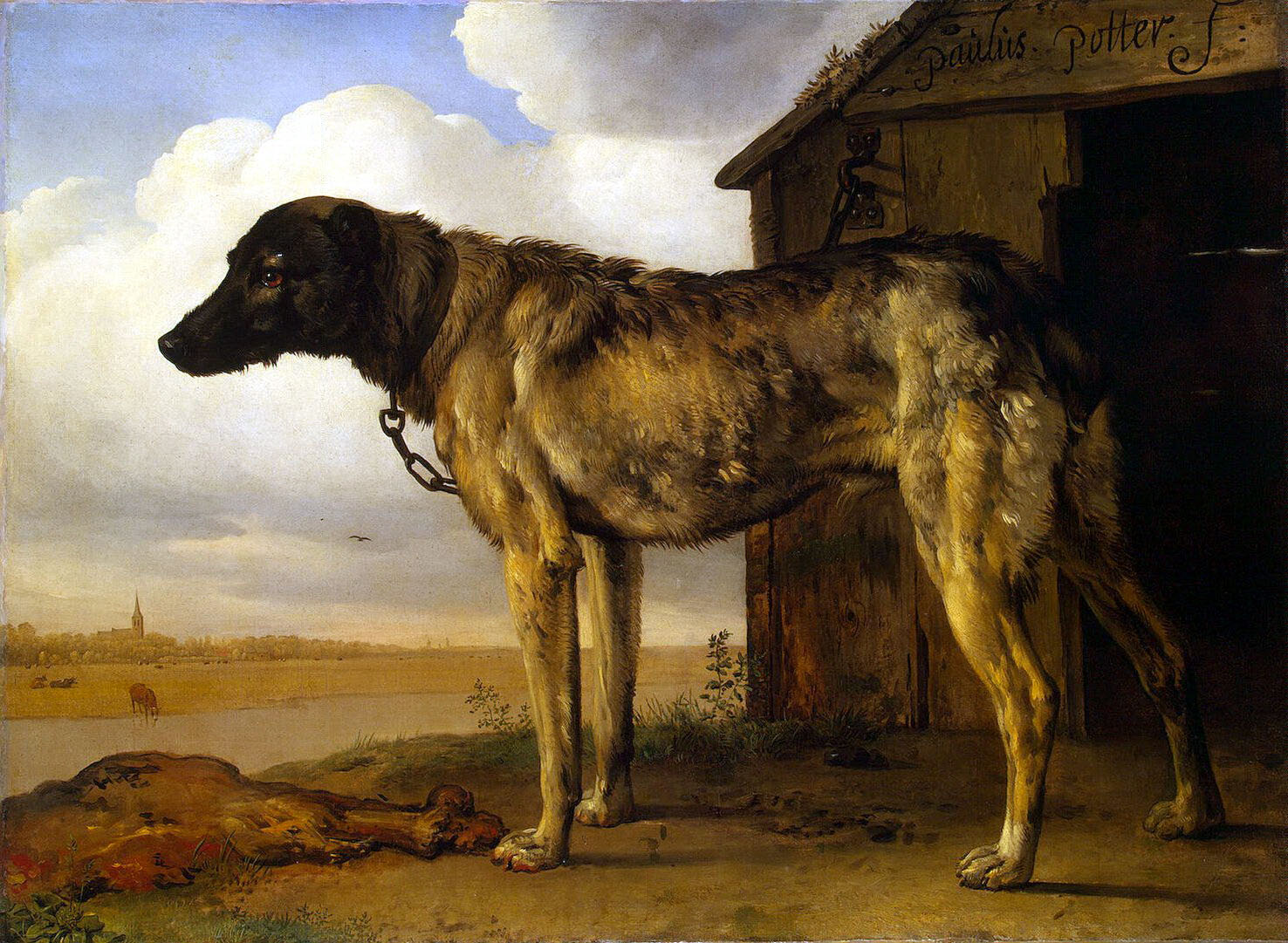 Паулюс Поттер. "Цепная собака". 1653-1654.