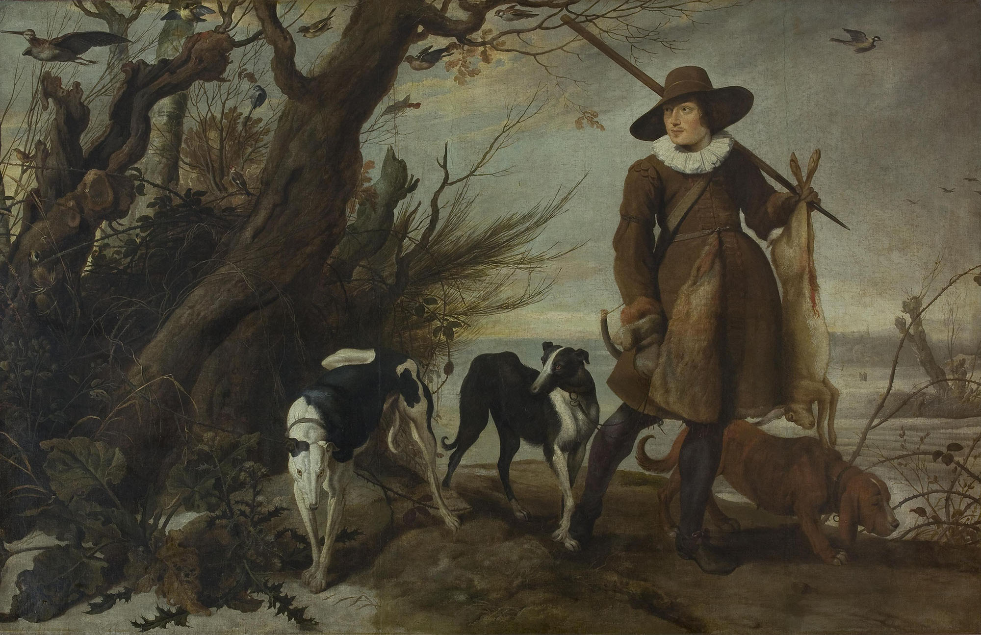 Ян Вильденс. "Охотник с собаками на фоне пейзажа". 1625. Эрмитаж, Санкт-Петербург.