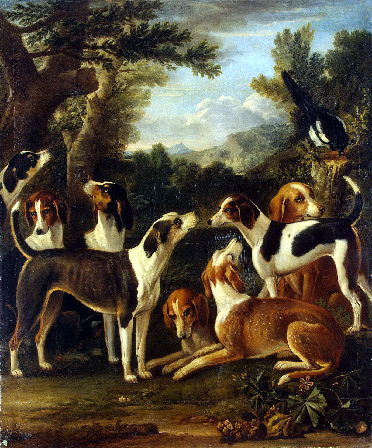 Джон Вуттон. "Собаки и сорока". 1740-е. Эрмитаж, Санкт-Петербург.