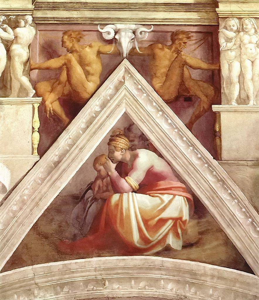 Микеланджело Буонаротти. "Соломон с родителями". Музеи Ватикана, фрески.