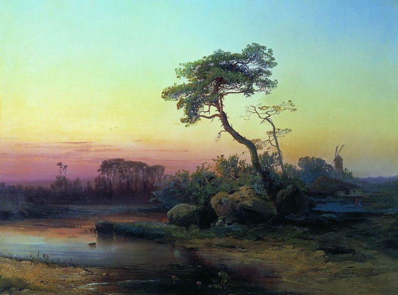 Алексей Саврасов. Пейзаж с сосной. 1854.
