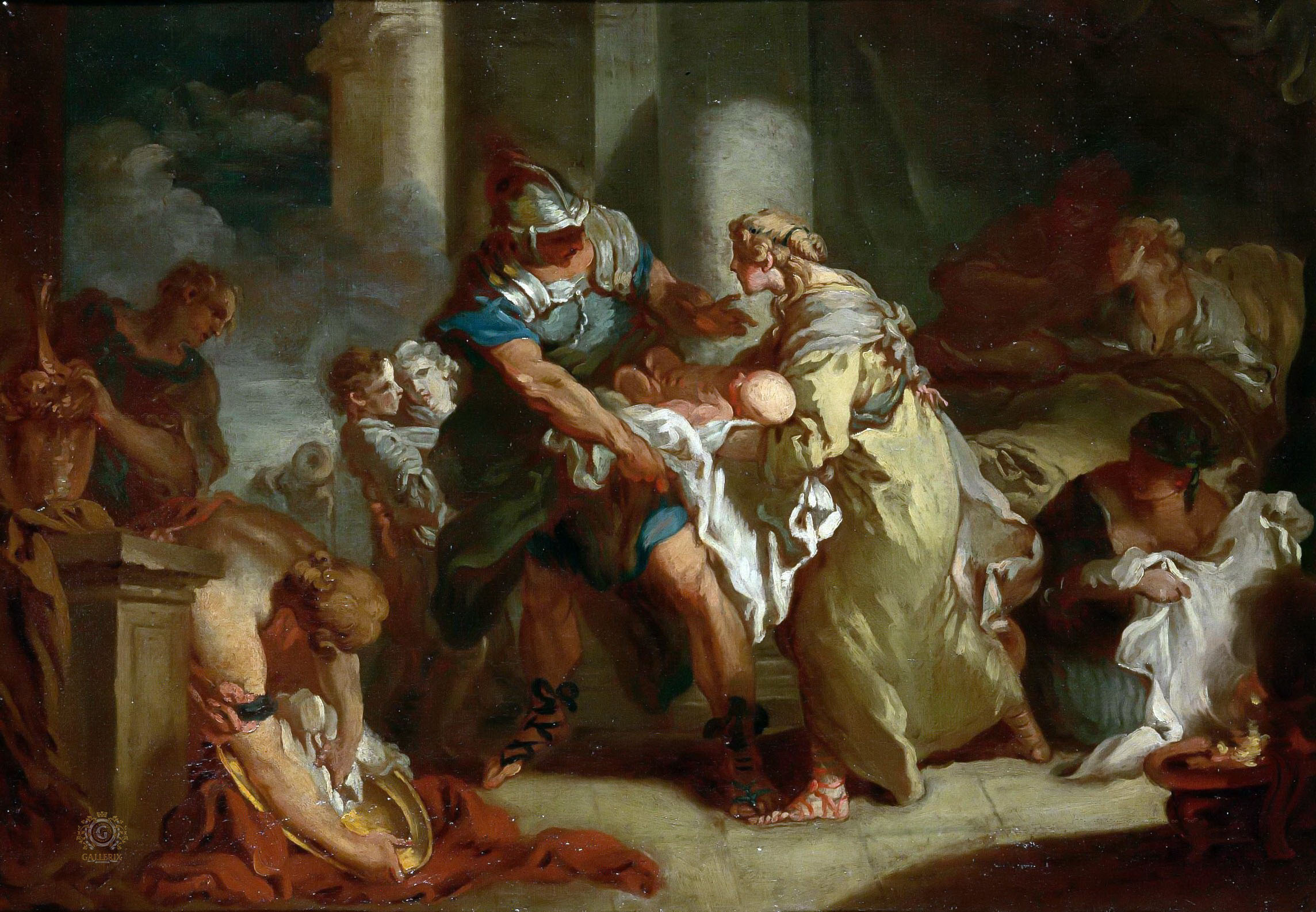 Франсуа Буше. "Спасение младенца Пирра". 1750. Музей искусств, Ренн.
