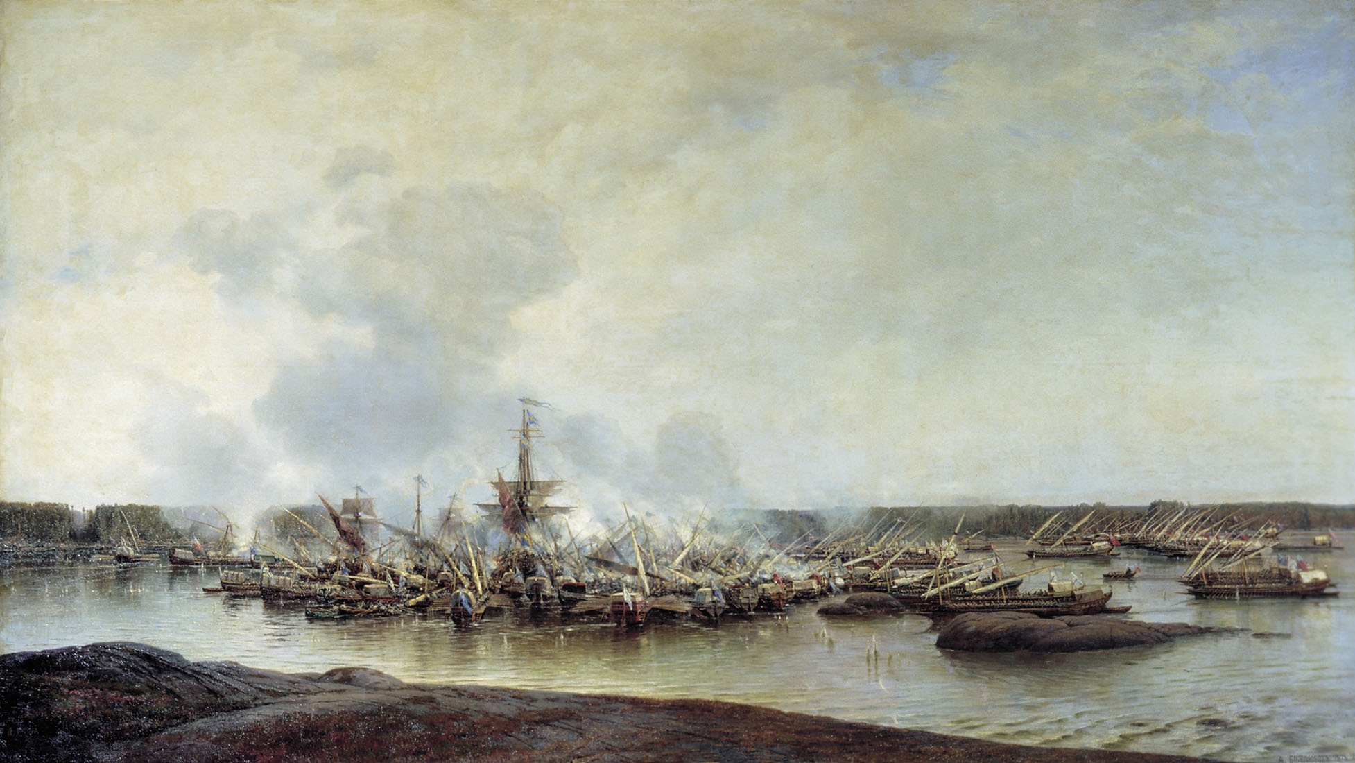 Алексей Боголюбов. Сражение при Гангуте 27 июля 1714 года. 1877.