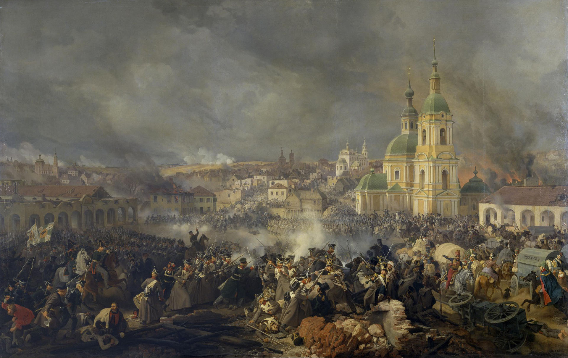 Петер фон Хесс (Гесс). "Сражение 22 октября (3 ноября) 1812 года при Вязьме". 1842. Эрмитаж, Санкт-Петербург.