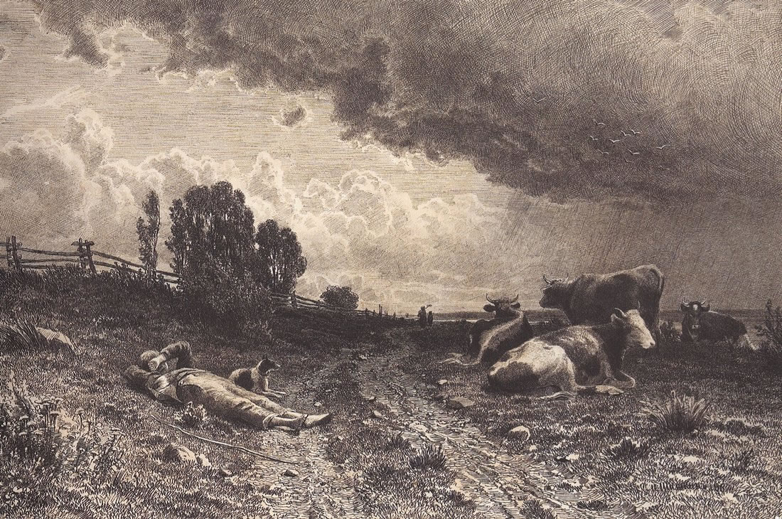Иван Шишкин. Летом в поле (Пастух со стадом). Первая половина 1860-х.