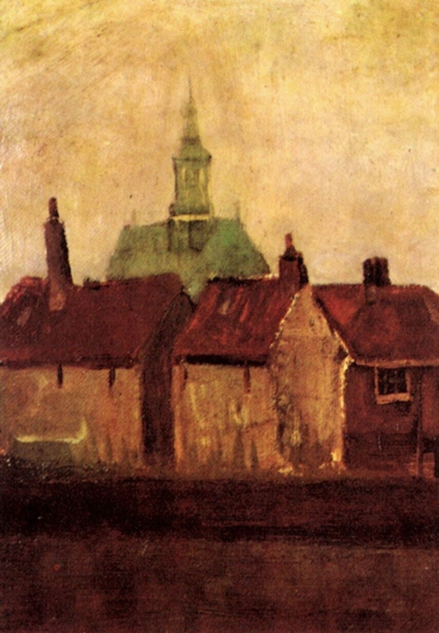 Винсент Ван Гог. "Старые дома с Новой церковью в Гааге". 1882. Частная коллекция.