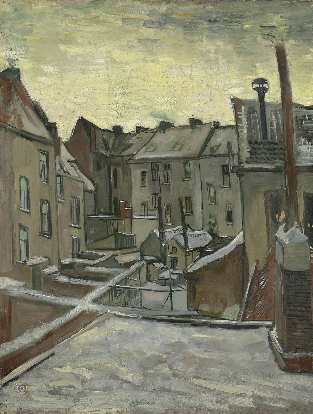 Винсент Ван Гог. "Задворки старых домов в Антверпене в снегу". 1885. Музей Ван Гога, Амстердам.
