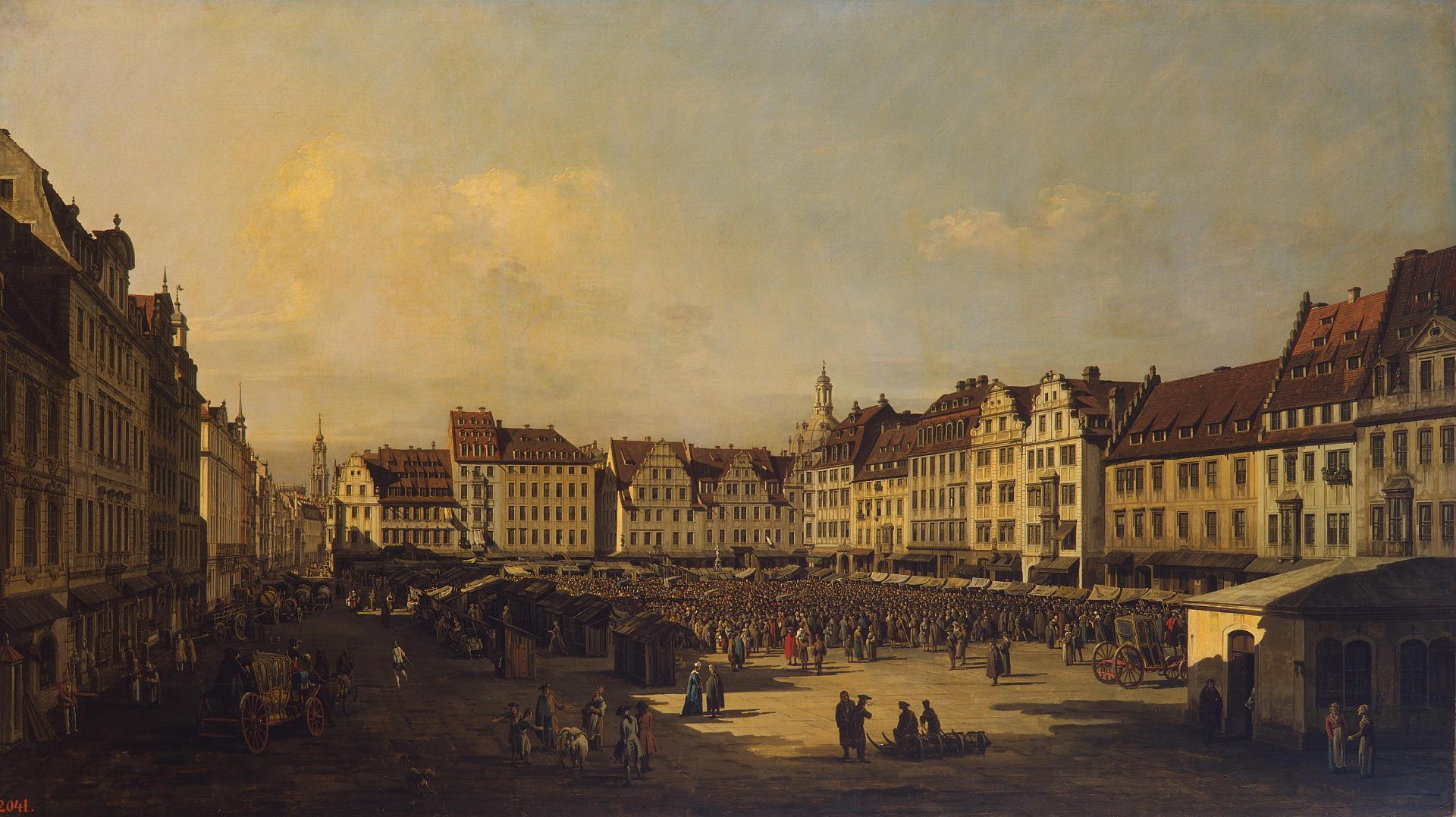 Бернардо Беллотто. "Площадь Старого рынка в Дрездене". Авторское повторение. 1751-1752. Эрмитаж, Санкт-Петербург.