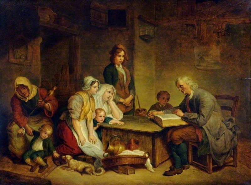 Жан-Батист Грёз. Отец семейства, читающий библию".